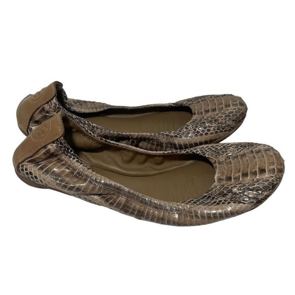 Tory Burch Taupe Snakeskin Ballet Flats - Picture 1 of 6